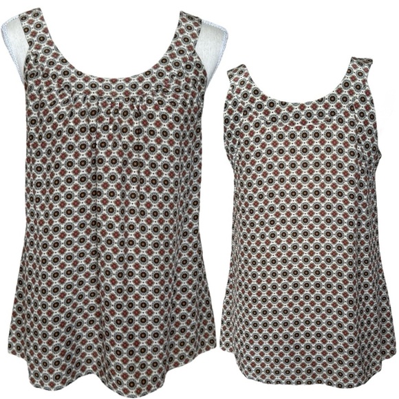 Vintage Harold’s 100% Silk Dotted Paisley Halter Tank Top Cream Tan Red Sz S - Picture 2 of 13